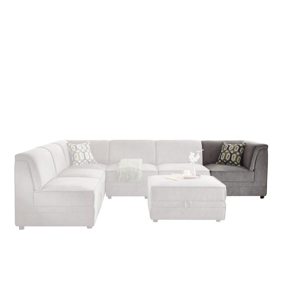Bois Ottoman w/Storage Gray Velvet. Picture 5