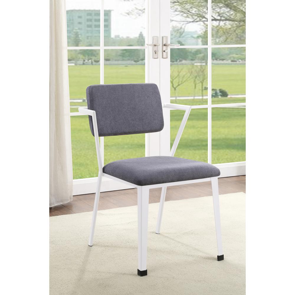 Cargo Side Chair (Set-2) Gray Fabric & White. Picture 1