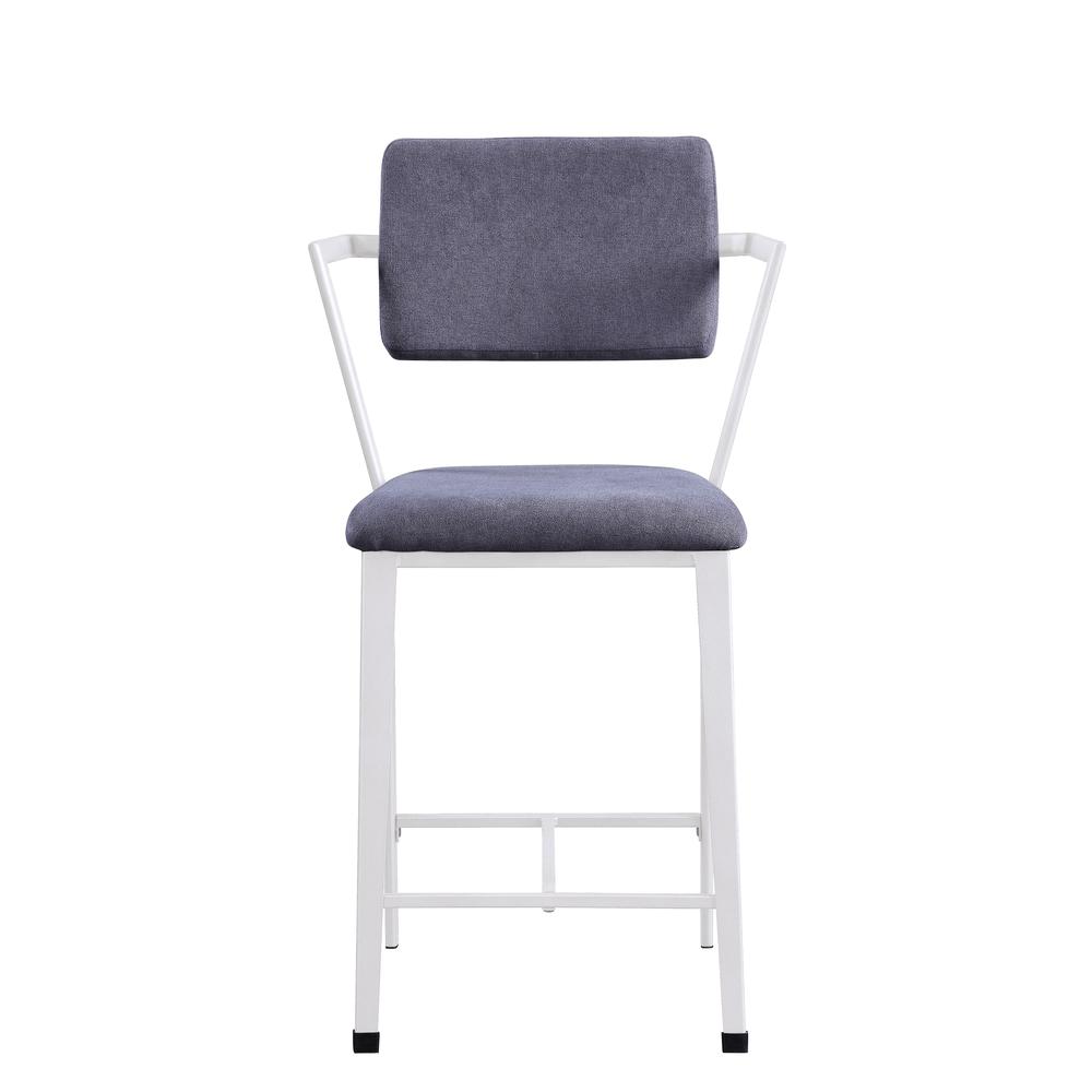 Cargo Counter Height Chair (Set-2) Gray Fabric & White. Picture 2