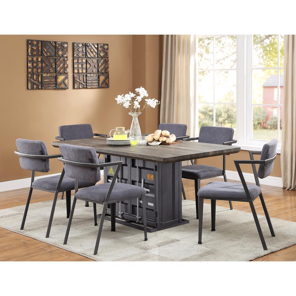 Cargo Side Chair (Set-2) Gray Fabric & Gunmetal. Picture 2