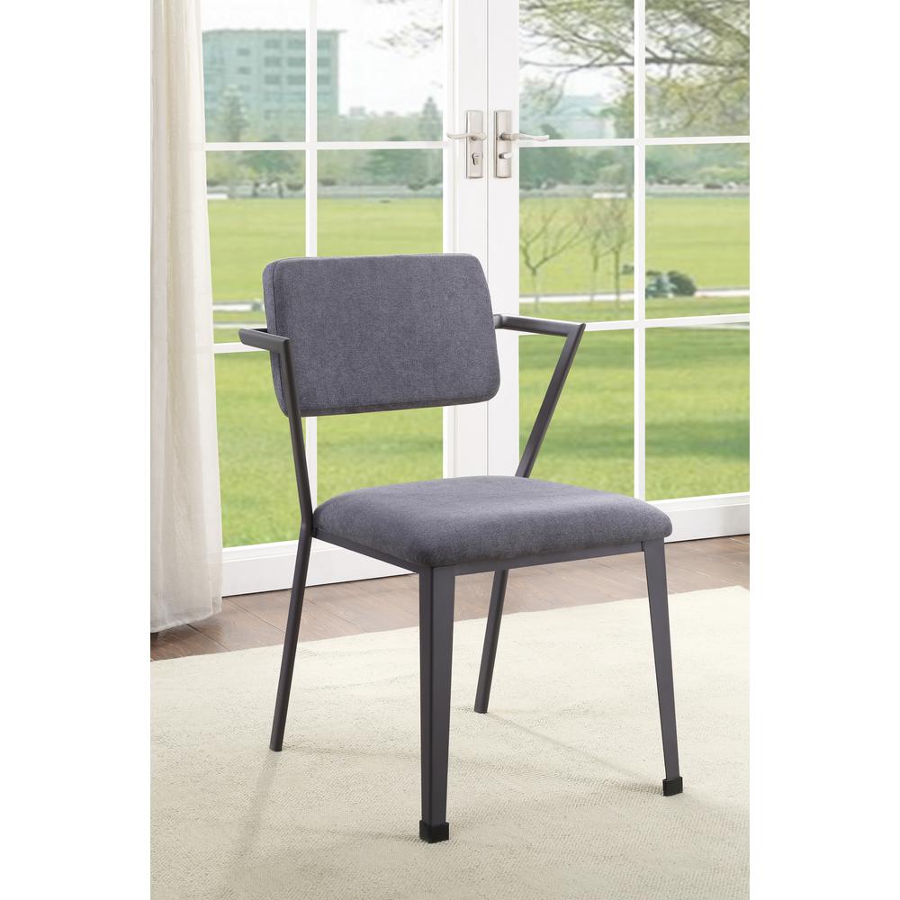 Cargo Side Chair (Set-2) Gray Fabric & Gunmetal. Picture 1