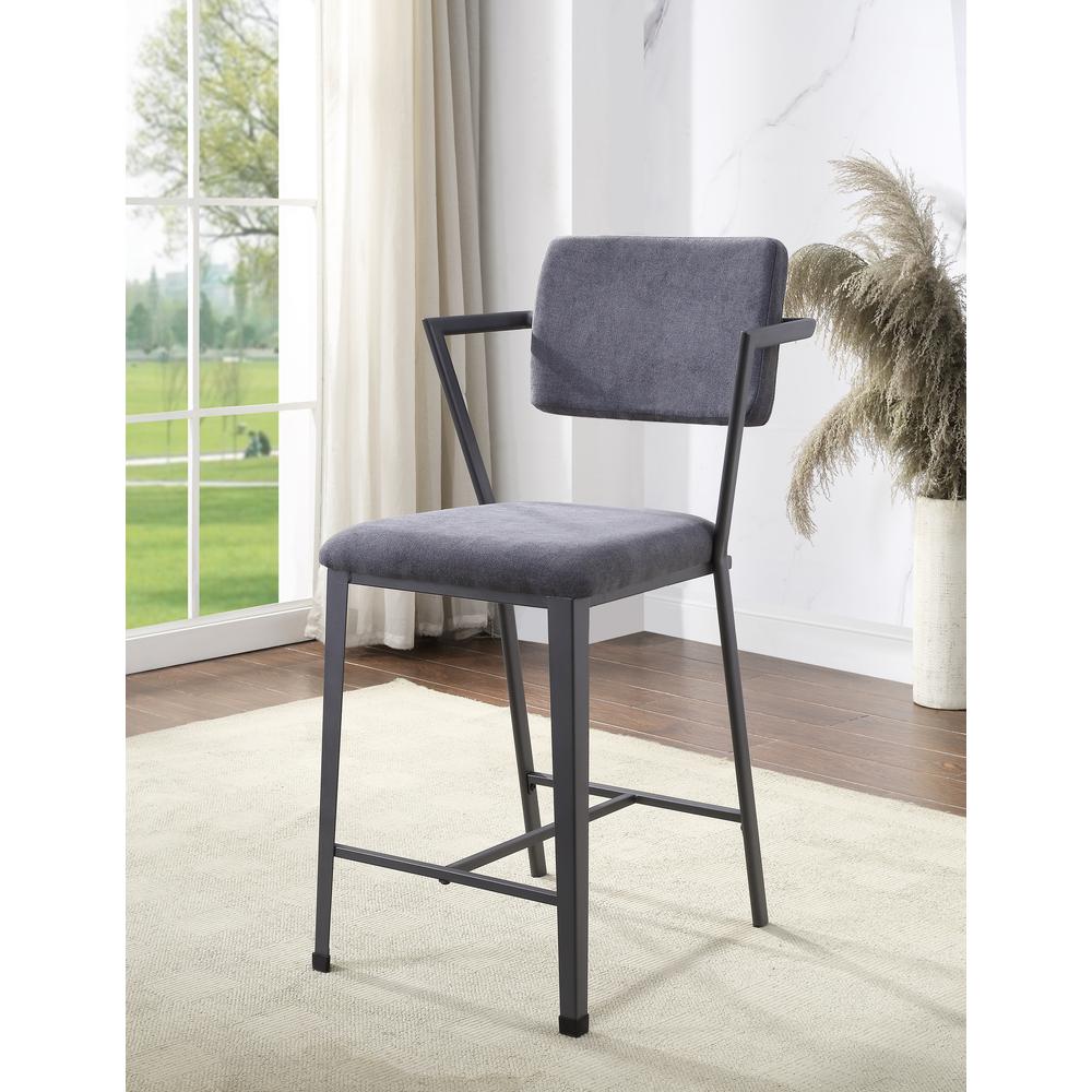 Cargo Counter Height Chair (Set-2) Fabric & Gunmetal. Picture 5