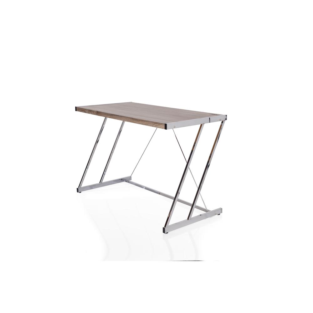 Finis Desk (USB Dock), Weathered Oak & Chrome. Picture 2