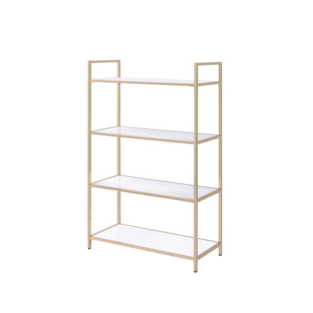 Ottey Writing Desk(Same AC00899) White High Gloss & Gold. Picture 7