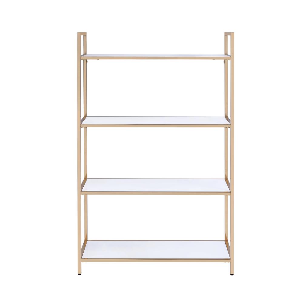 Ottey Writing Desk(Same AC00899) White High Gloss & Gold. Picture 8