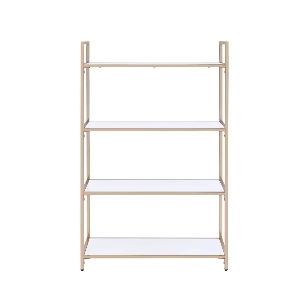 Ottey Writing Desk(Same AC00899) White High Gloss & Gold. Picture 9