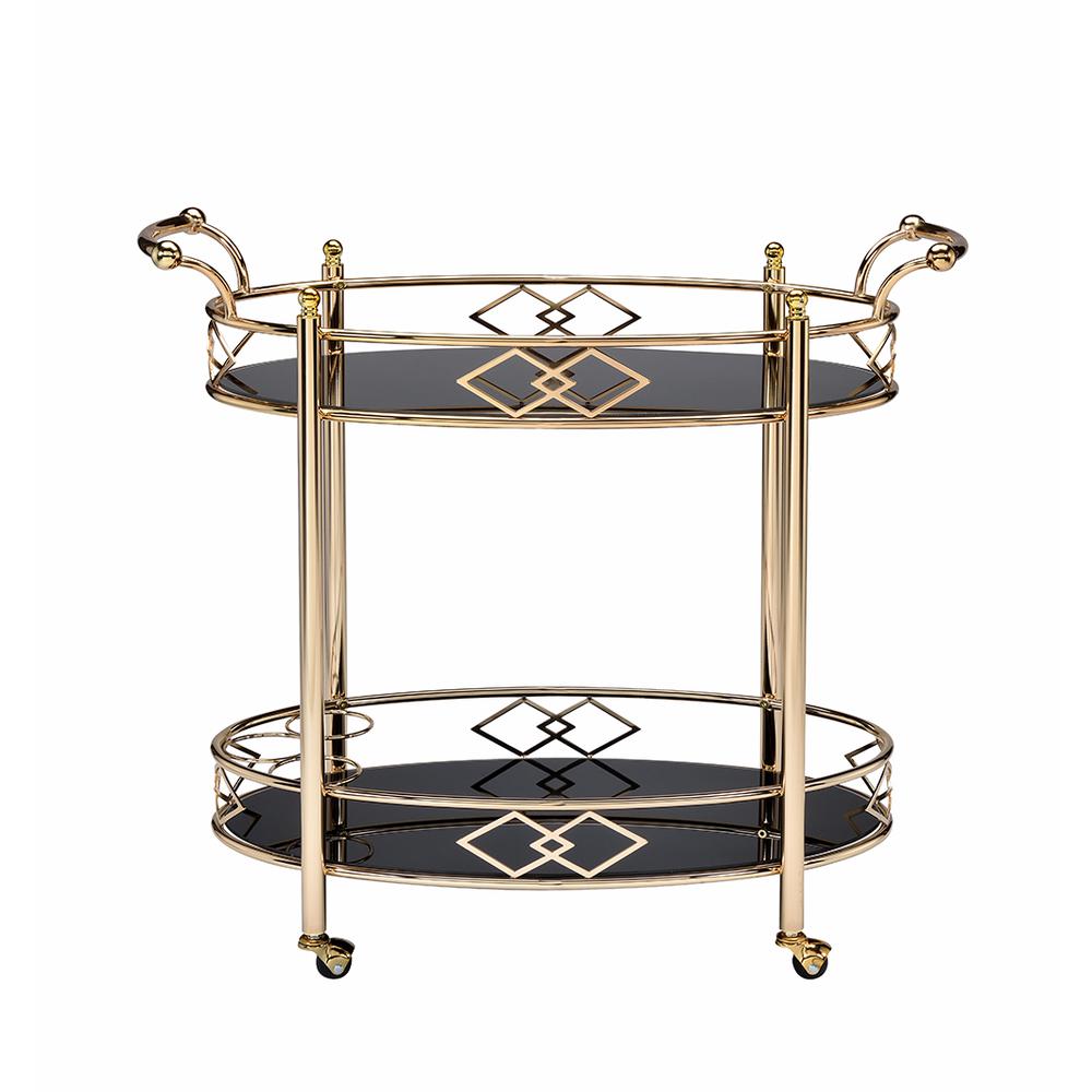 Ottesen Serving Cart, Gold & Black Glass. Picture 2
