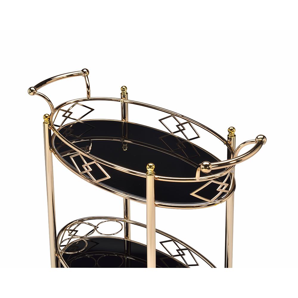 Ottesen Serving Cart, Gold & Black Glass. Picture 3