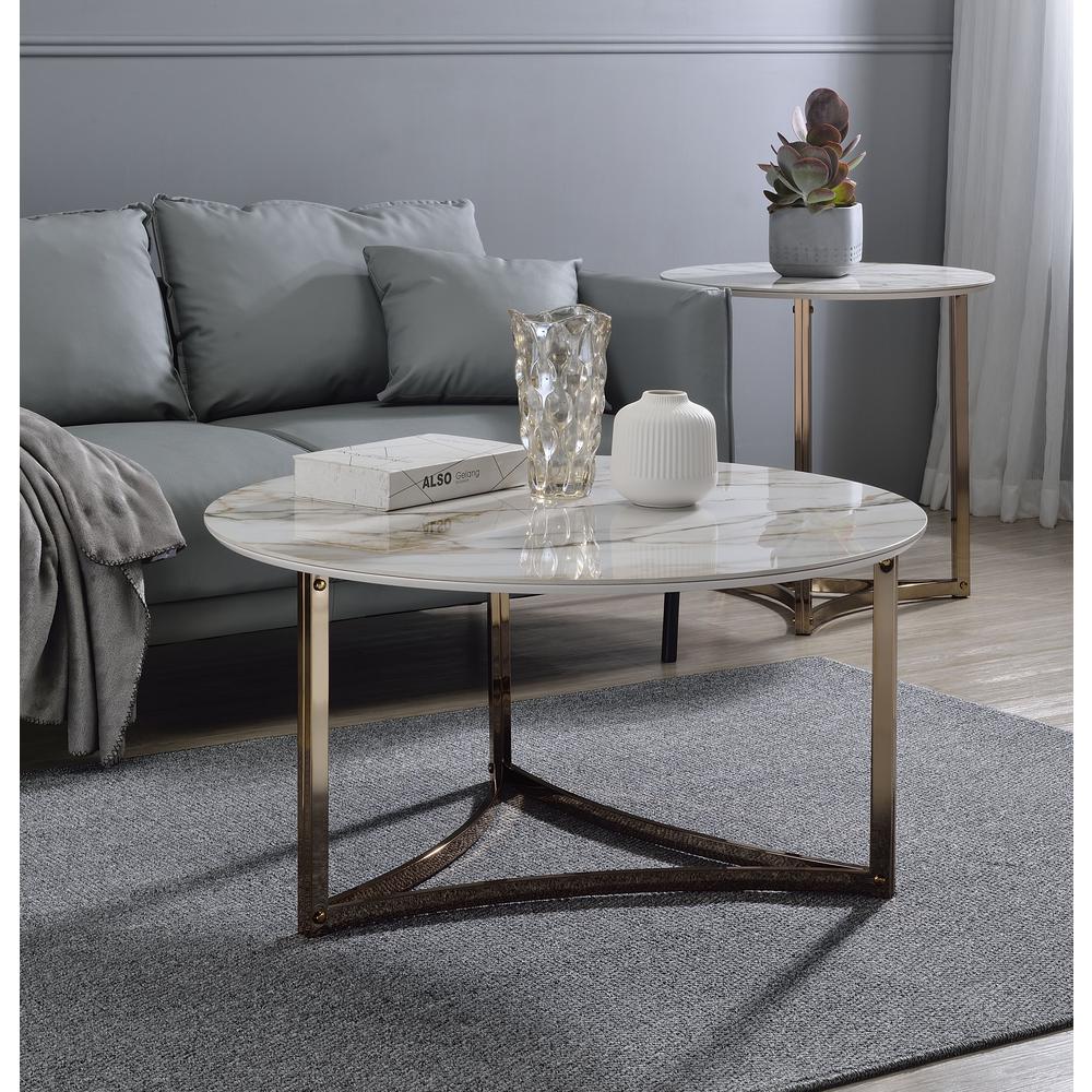 Aziz Coffee Table Sintered Stone Top & Champagne. Picture 4