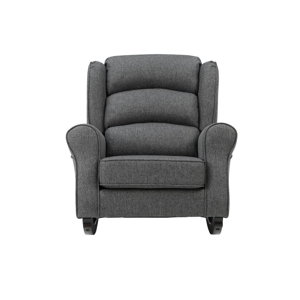 Furniture Fabien Upholstered Fabric & Wood Rocking Chair in Gray. Picture 2