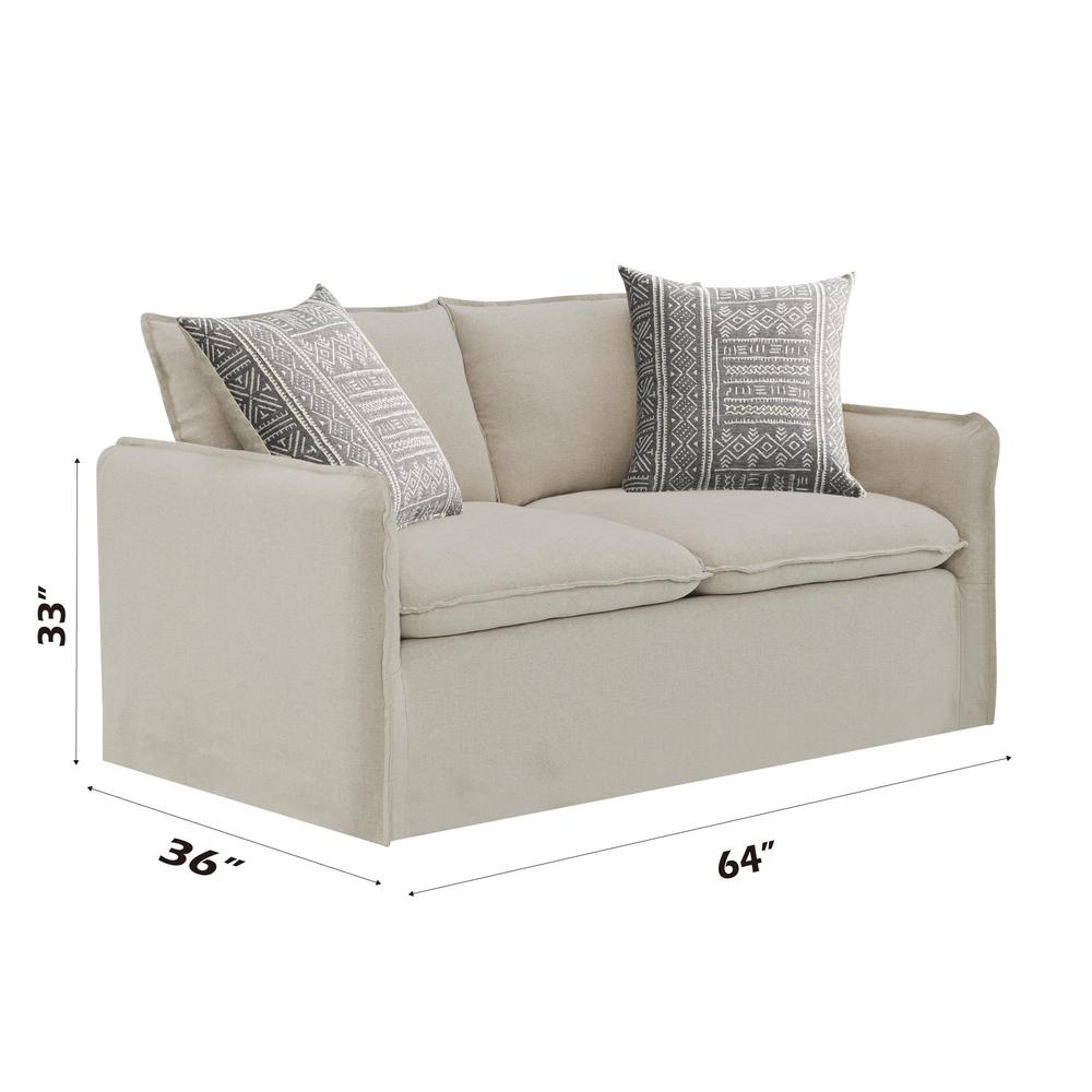 Upendo Loveseat w/2 Pillows Beige Linen. Picture 5