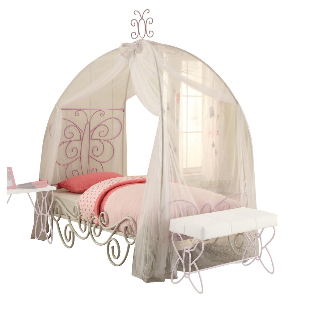 Priya II Twin Bed w/Canopy, White & Light Purple. Picture 1