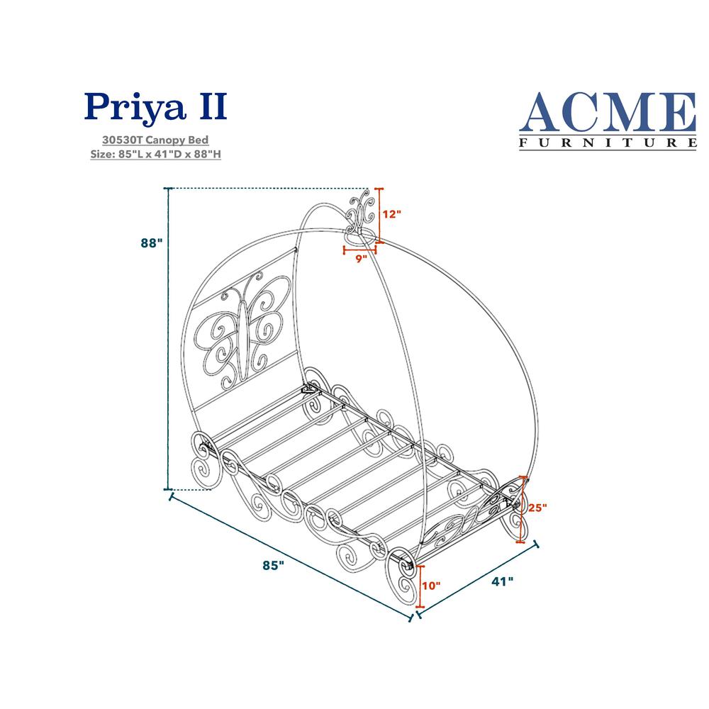Priya II Twin Bed w/Canopy, White & Light Purple. Picture 2