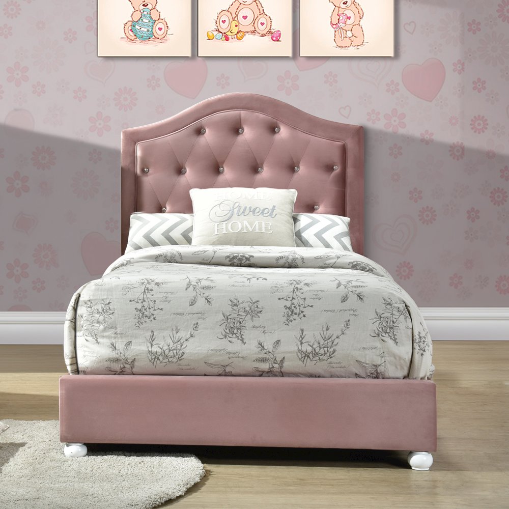 Reggie Twin Bed Pink Fabric. Picture 1