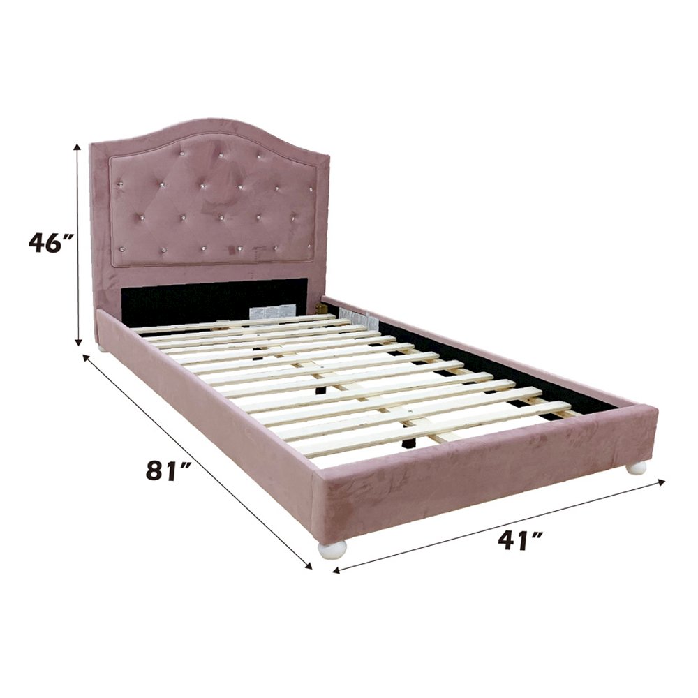 Reggie Twin Bed Pink Fabric. Picture 10