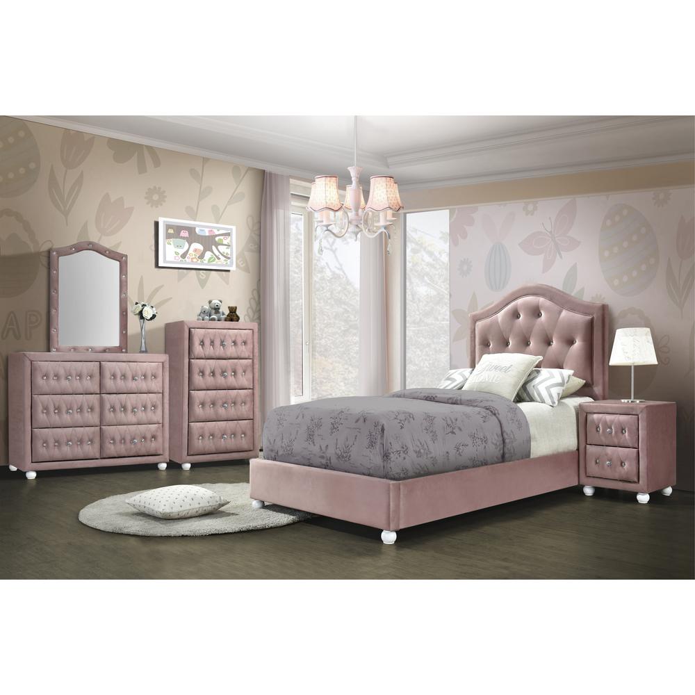 ACME Reggie Twin Bed, Pink Fabric. Picture 2