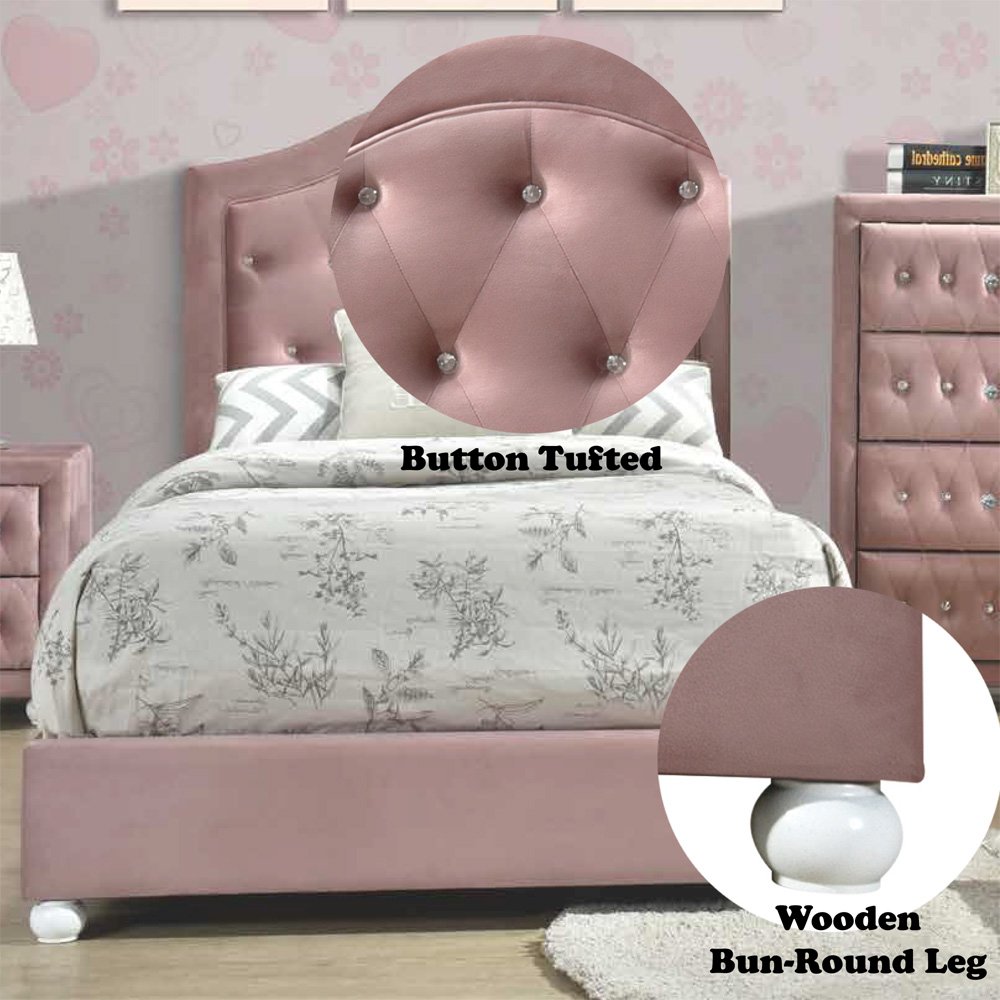 Reggie Full Bed Pink Fabric. Picture 6