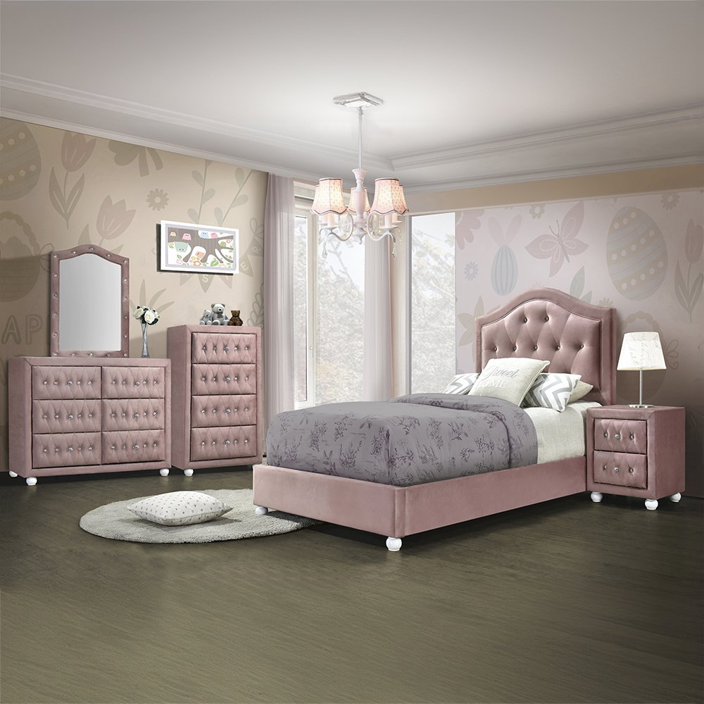 Reggie Full Bed Pink Fabric. Picture 7