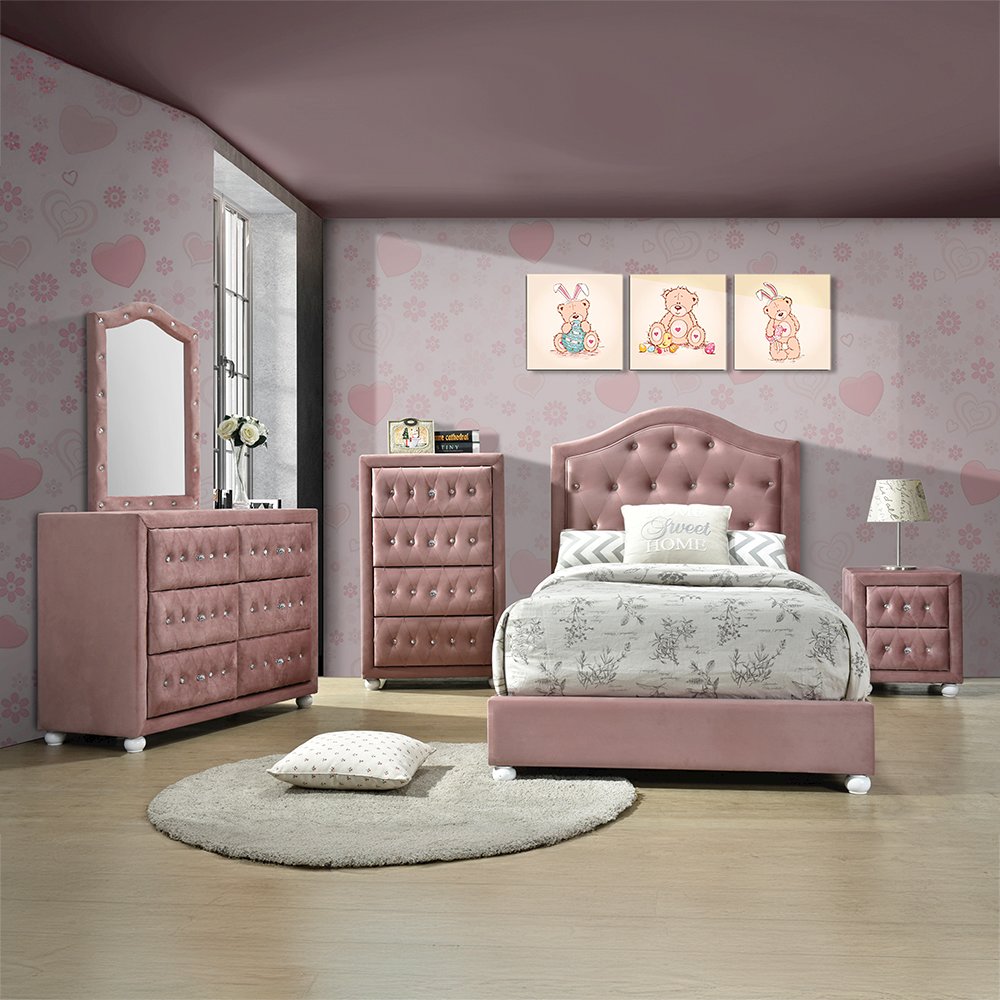 Reggie Full Bed Pink Fabric. Picture 10