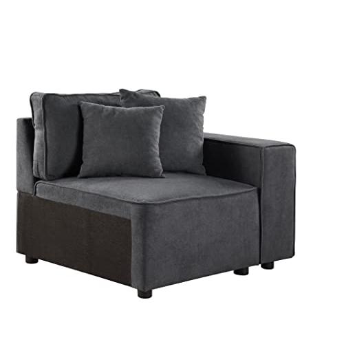 Silvester Modular Right Facing Chair w/2 Pillows, Gray Fabric (56872). Picture 1