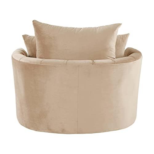 Zunyas Accent Chair w/Swivel, Beige Velvet (AC00290). Picture 4
