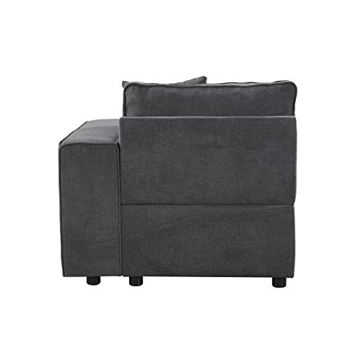 Silvester Modular Right Facing Chair w/2 Pillows, Gray Fabric (56872). Picture 4