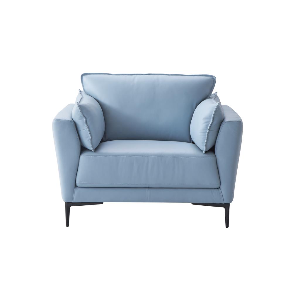 Mesut Leather Upholstered Chair in Light Blue and Black. Picture 2
