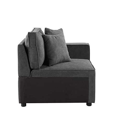 Silvester Modular Right Facing Chair w/2 Pillows, Gray Fabric (56872). Picture 3