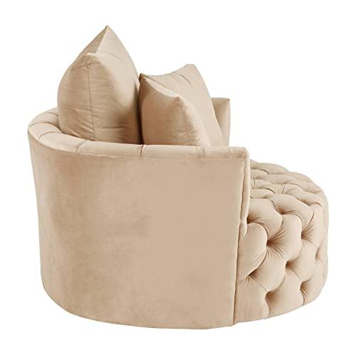 Zunyas Accent Chair w/Swivel, Beige Velvet (AC00290). Picture 3