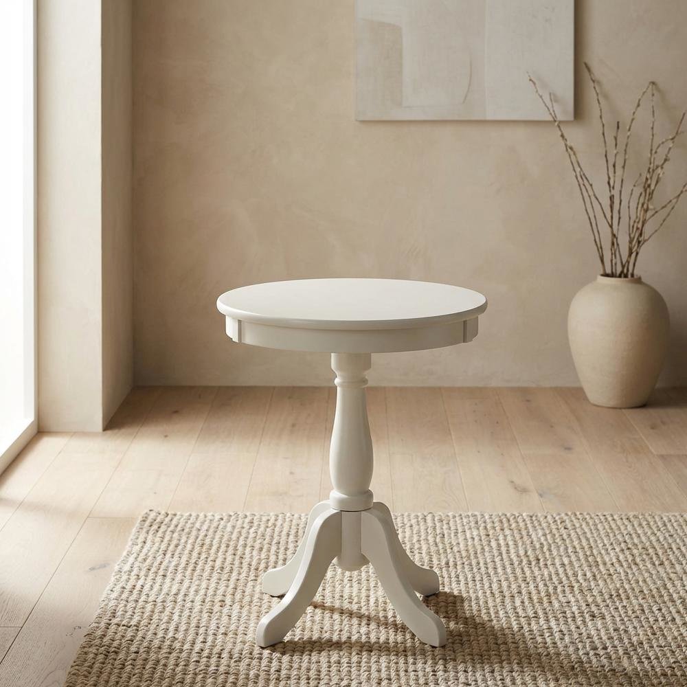 White, Accent Side Table, Quality Build, Durable Wood Frame. Picture 2