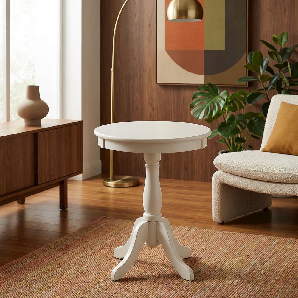 White, Accent Side Table, Quality Build, Durable Wood Frame. Picture 3
