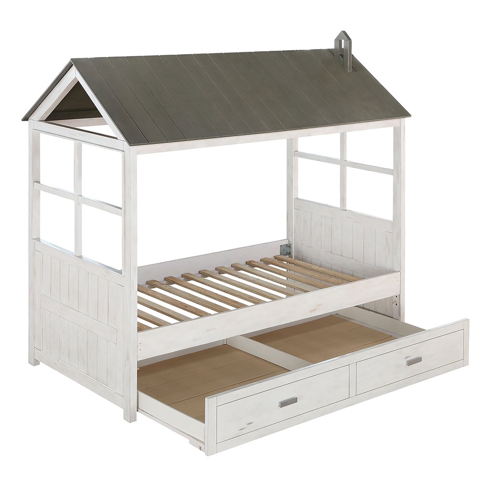 Tree House II Twin Bed Weathered White & Washed Gray. Picture 2