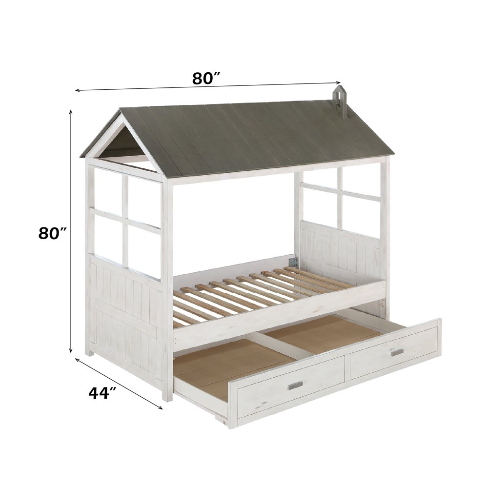 Tree House II Twin Bed Weathered White & Washed Gray. Picture 7