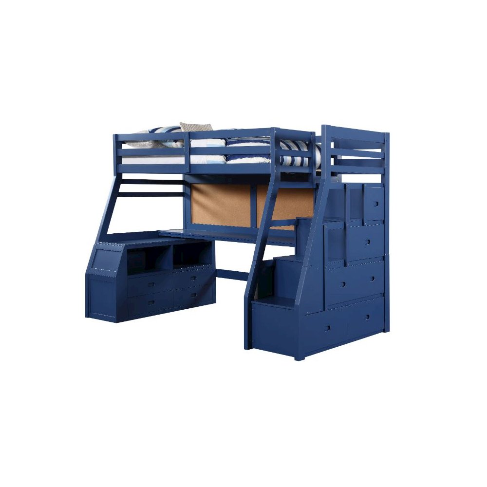 Jason II Twin Loft Bed w/Storage Navy Blue. Picture 1