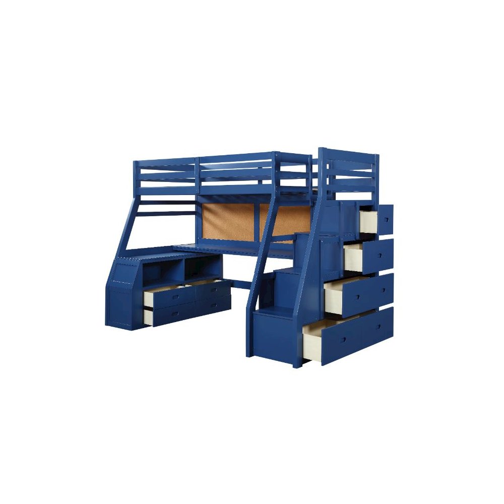 Jason II Twin Loft Bed w/Storage Navy Blue. Picture 2