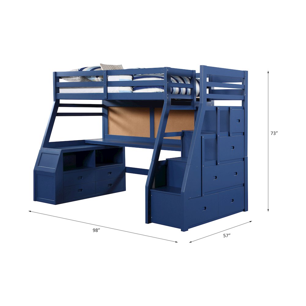 Jason II Twin Loft Bed w/Storage Navy Blue. Picture 6