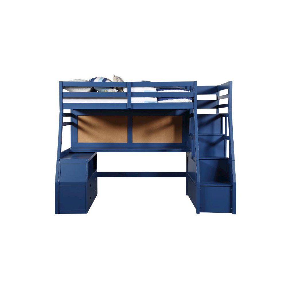 Jason II Twin Loft Bed w/Storage Navy Blue. Picture 4