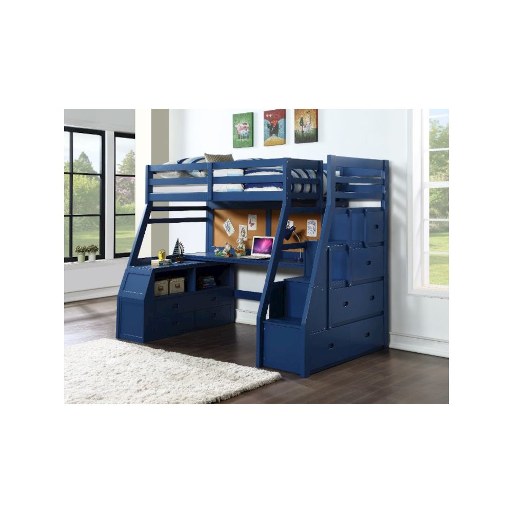 Jason II Twin Loft Bed w/Storage Navy Blue. Picture 5