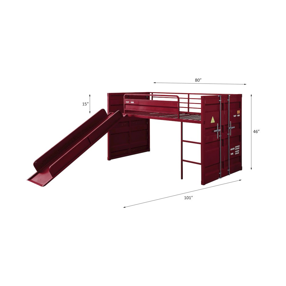 Cargo Twin Loft Bed w/Slide Red. Picture 6