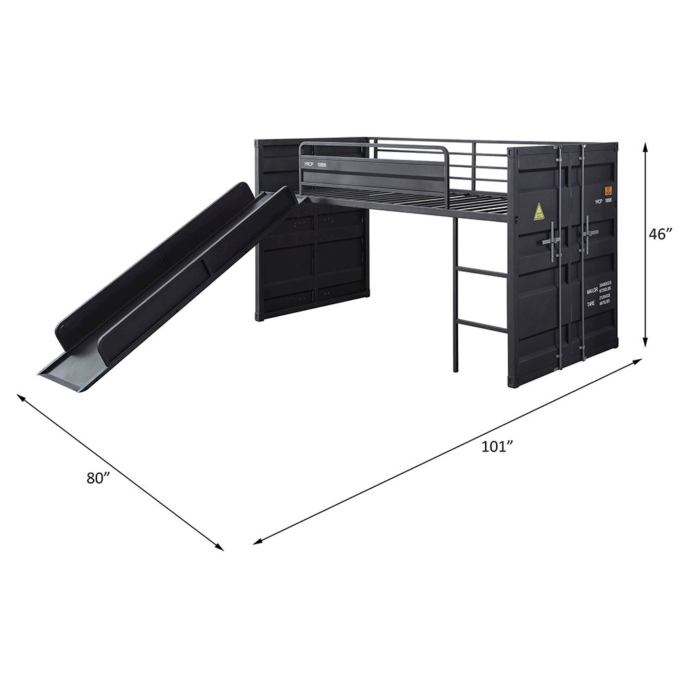Cargo Twin Loft Bed w/Slide Gunmetal. Picture 1