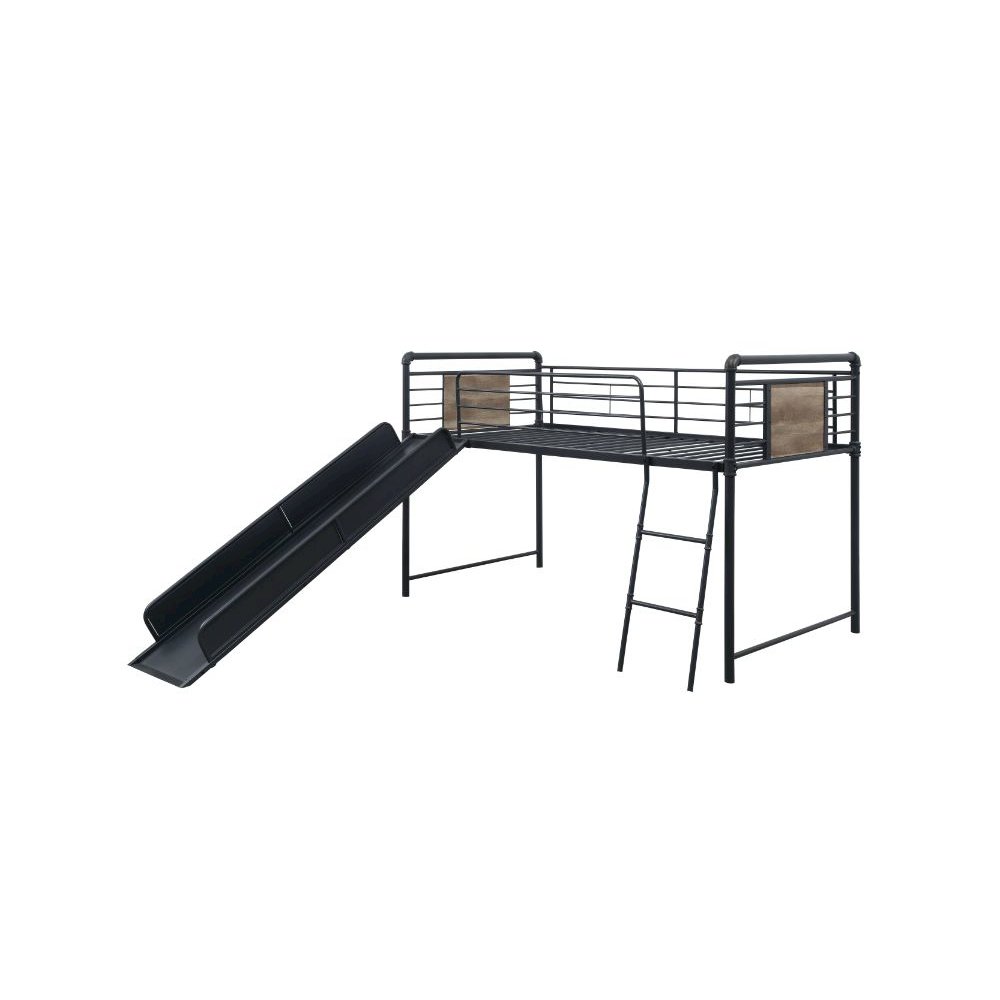 Cordelia Twin Loft Bed w/Slide Antique Oak, Sandy Black & Dark Bronze HandBrushe. Picture 1