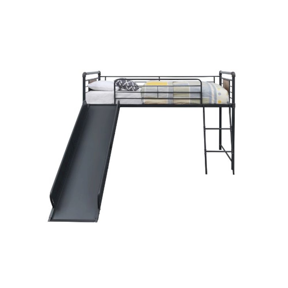 Cordelia Twin Loft Bed w/Slide Antique Oak, Sandy Black & Dark Bronze HandBrushe. Picture 2