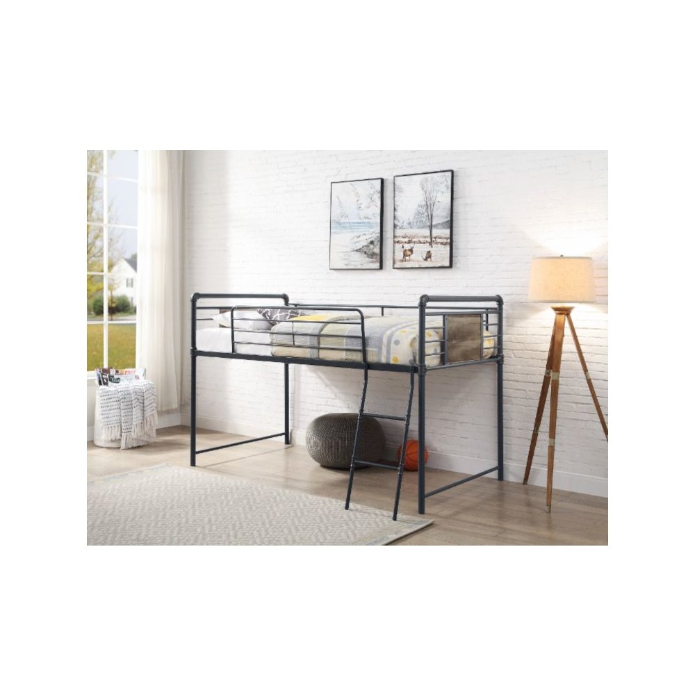 Cordelia Twin Loft Bed w/Slide Antique Oak, Sandy Black & Dark Bronze HandBrushe. Picture 5