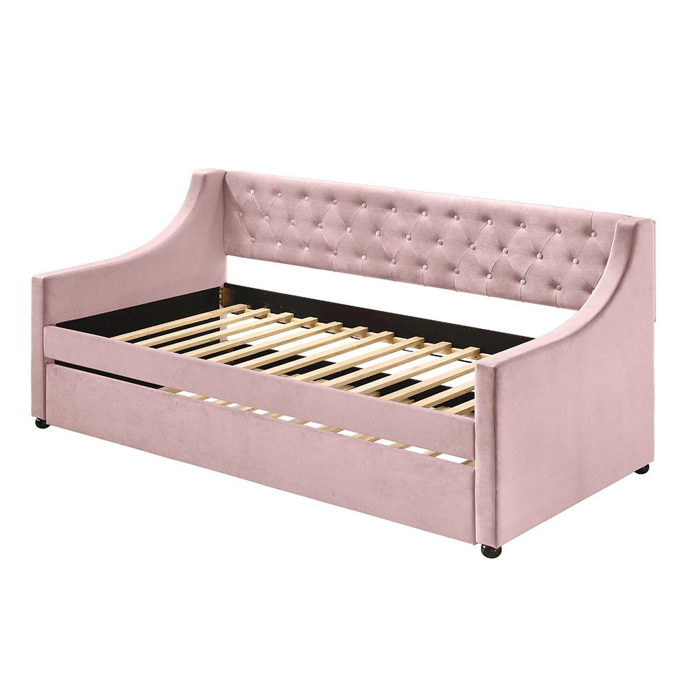 Lianna Daybed w/Trundle (Twin) Pink Velvet. Picture 2