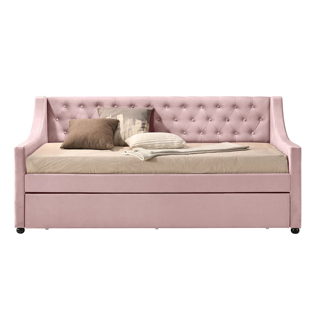 Lianna Daybed w/Trundle (Twin) Pink Velvet. Picture 3