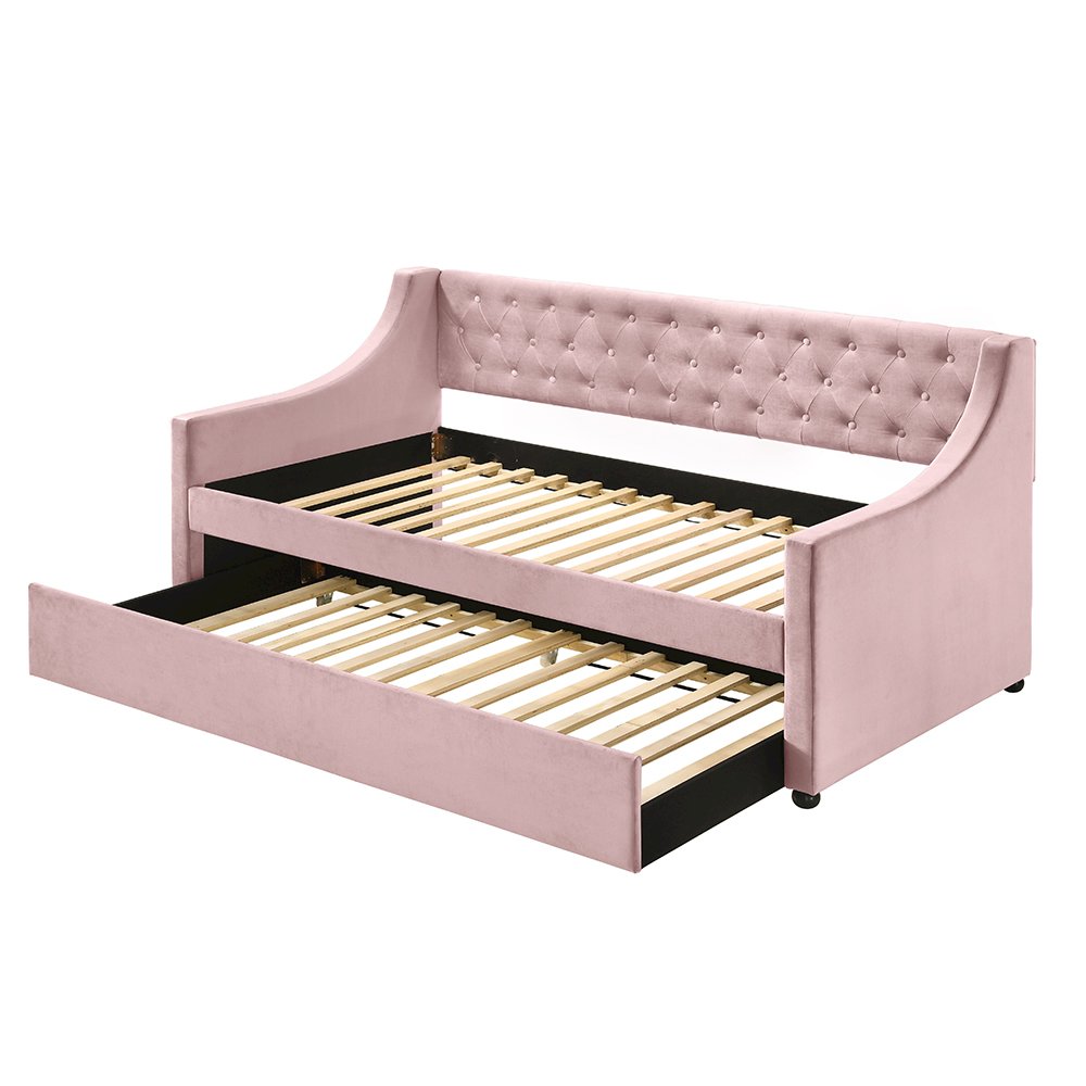Lianna Daybed w/Trundle (Twin) Pink Velvet. Picture 4