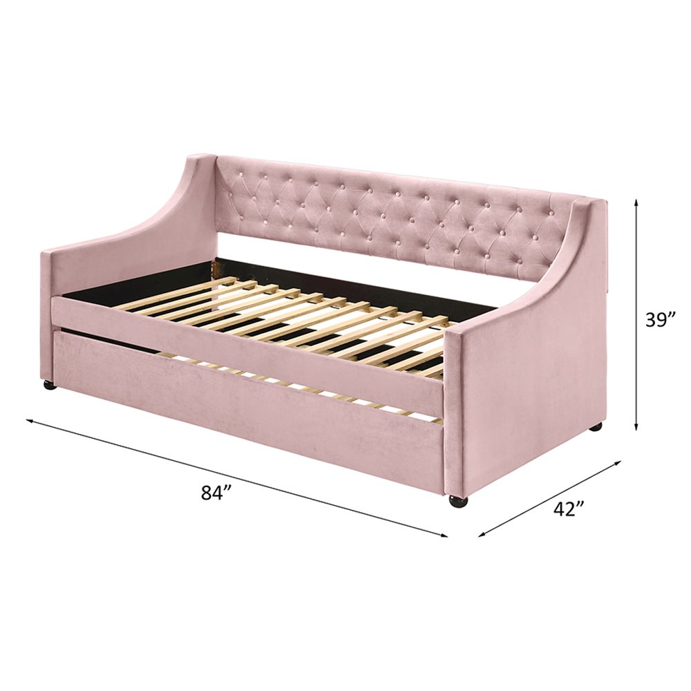 Lianna Daybed w/Trundle (Twin) Pink Velvet. Picture 5
