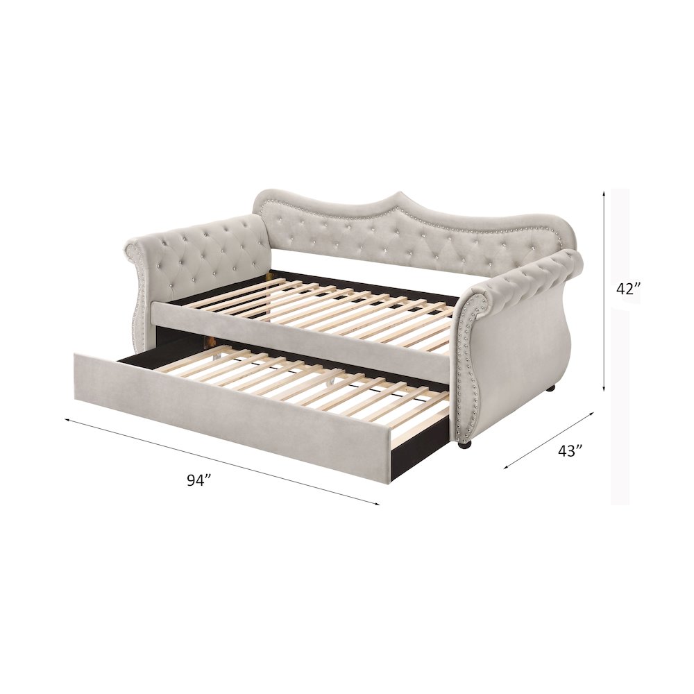 Adkins Daybed w/Trundle (Twin) Beige Linen. Picture 5