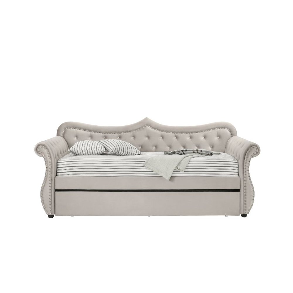 Adkins Daybed w/Trundle (Twin) Beige Linen. Picture 3