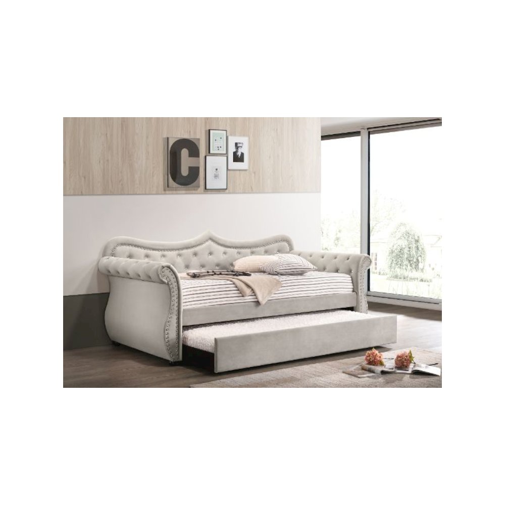 Adkins Daybed w/Trundle (Twin) Beige Linen. Picture 4